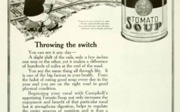 1921 Ad Campbell's Soup Tomato Railroad Tracks Switch Healthy Can Joseph Food - Original Print Ad
